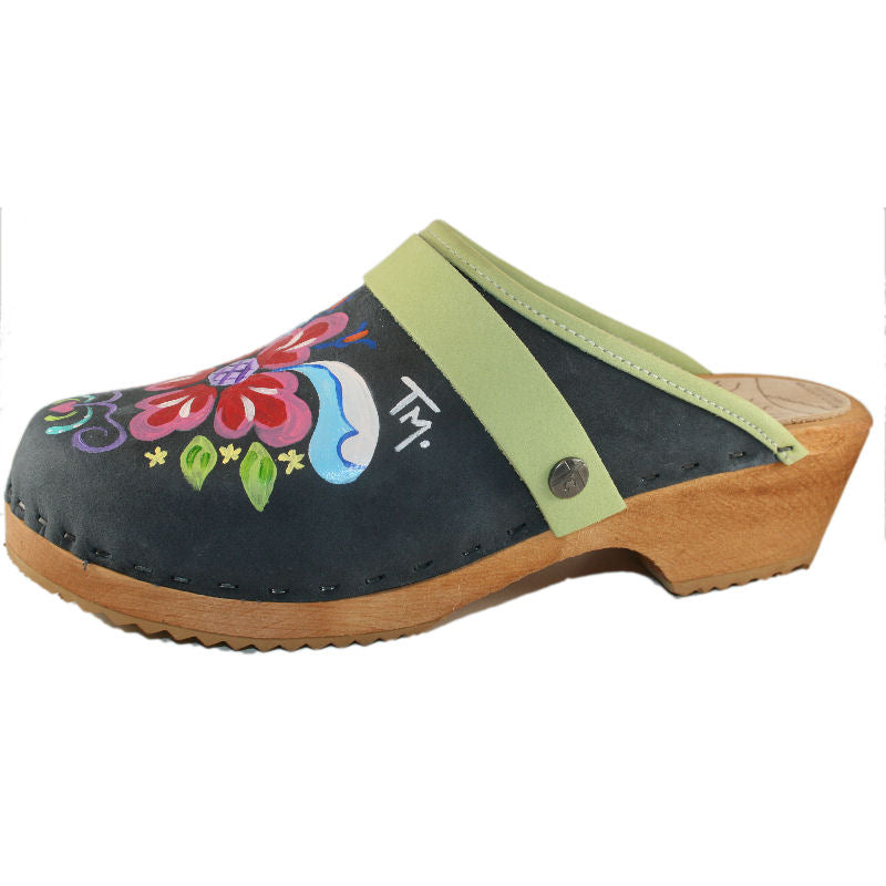 Denim Blue Petra Hand Painted Women's Clogs