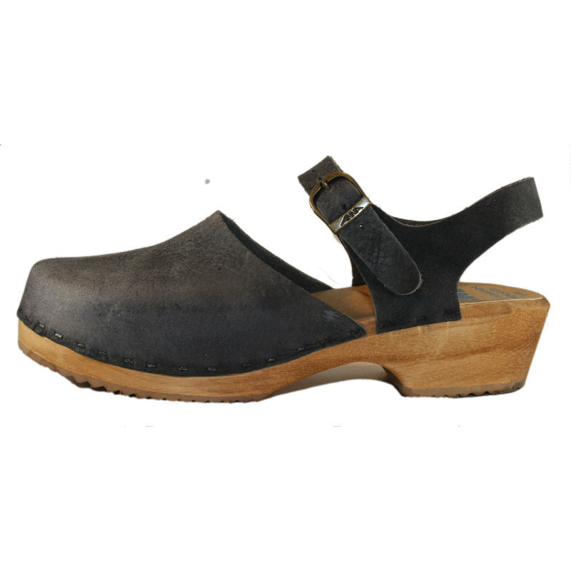Traditional Heel Moa Sandal Tessa Clog in Denim Blue Oil