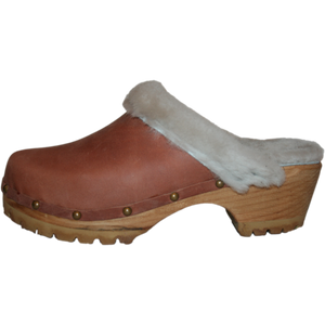 Dusty Cinnamon Shearling Lined Mountain Clogs finished with Decorative Nails