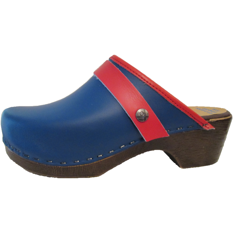 Royal Blue and Red Edge Band & Snap Strap, Flexible Tessa Clog