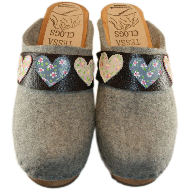 High Heel Granite Felt Wool with your choice of Hand Painted Heart Snap Strap