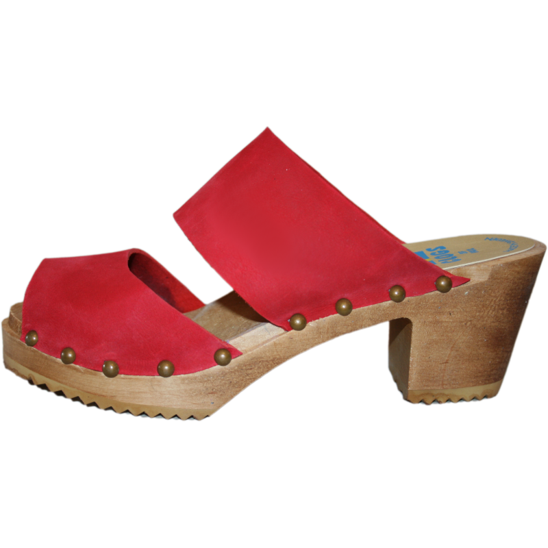 Red clog top heels