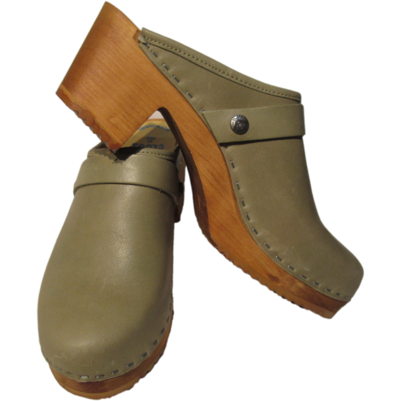 High Heel Sage Green Tessa Clogs / Swedish Clog Cabin High Heel Sage Green Tessa Clogs / Swedish Clog Cabin