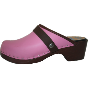 Flexible Tessa Clog in Hot Pink with Brown PU Sole, made in CO