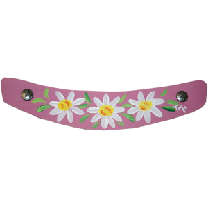 Hand Painted Daisy design on Hot Pink Leather