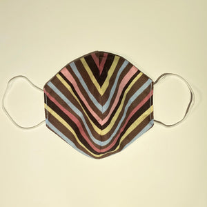 Tessa Reversible Cotton Face Mask in Brown Stripe