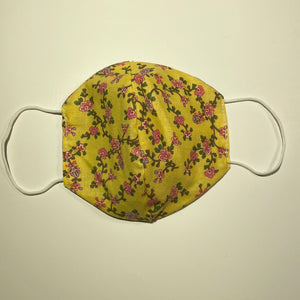 Tessa Reversible Cotton Face Mask in Yellow Vintage Flowers