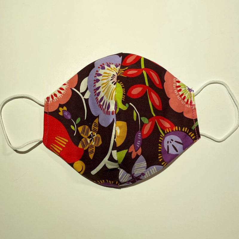 Tessa Reversible Cotton Face Mask in Brown Flower