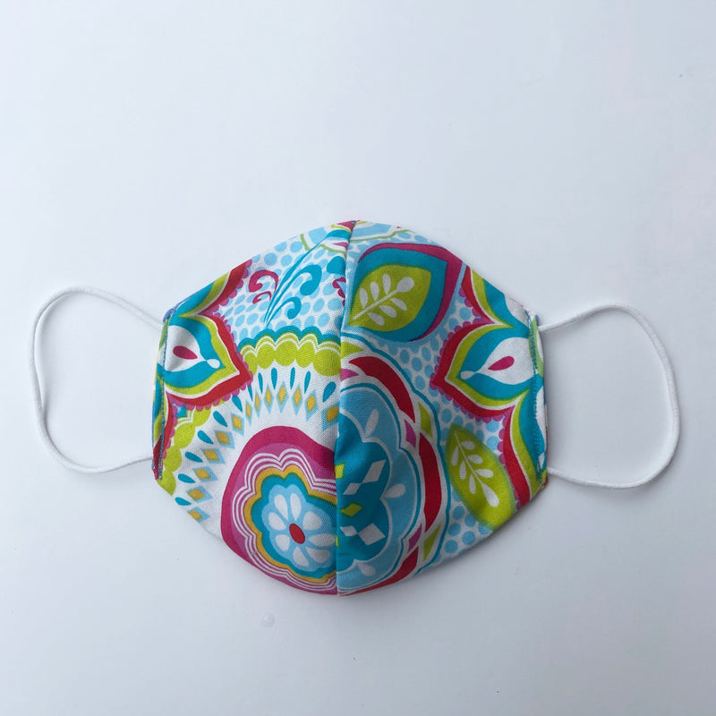 Tessa Reversible Face Mask Scooter/Turquoise Multi Colored Flower Print