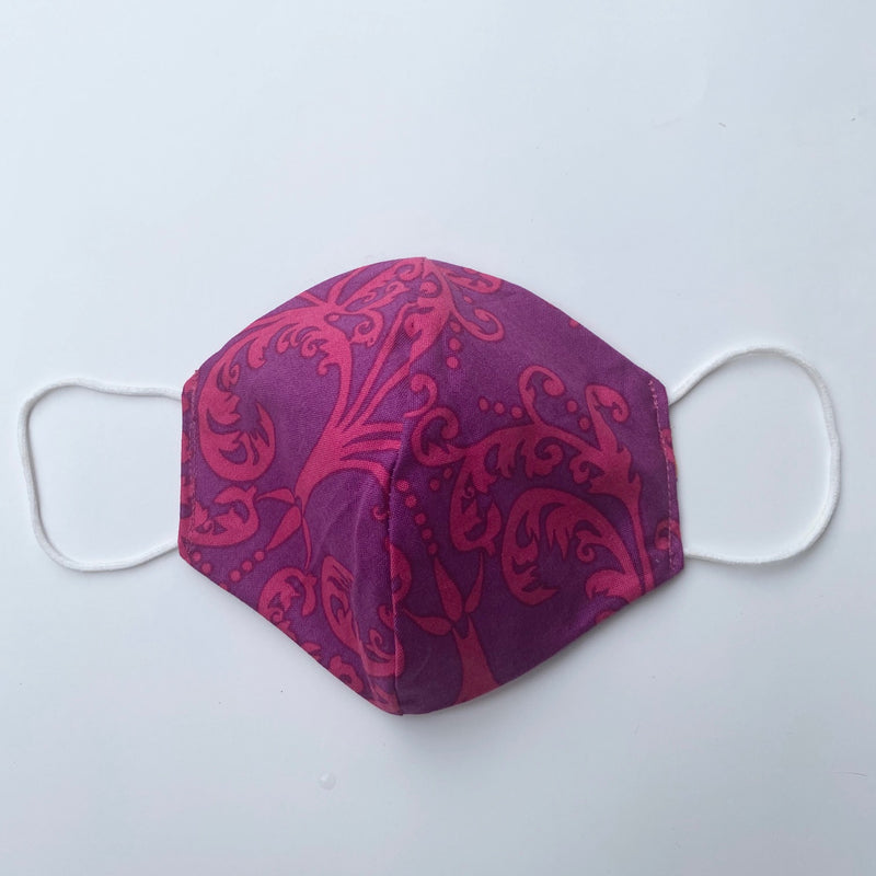 Tessa Reversible Face Mask Purple Floral/Purple Brocade