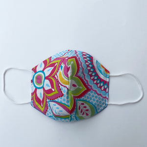 Tessa Reversible Cotton Face Mask in Turquoise Multi Colored Flower Print