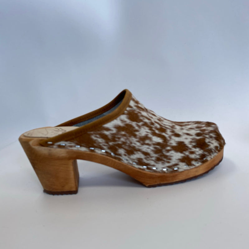 High Heel Light Brown and Cream Pony size 38 - Factory Seconds