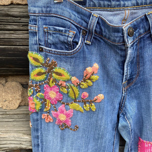 Tessa "Hand Me Downs" Upcycled Jeans Kelly