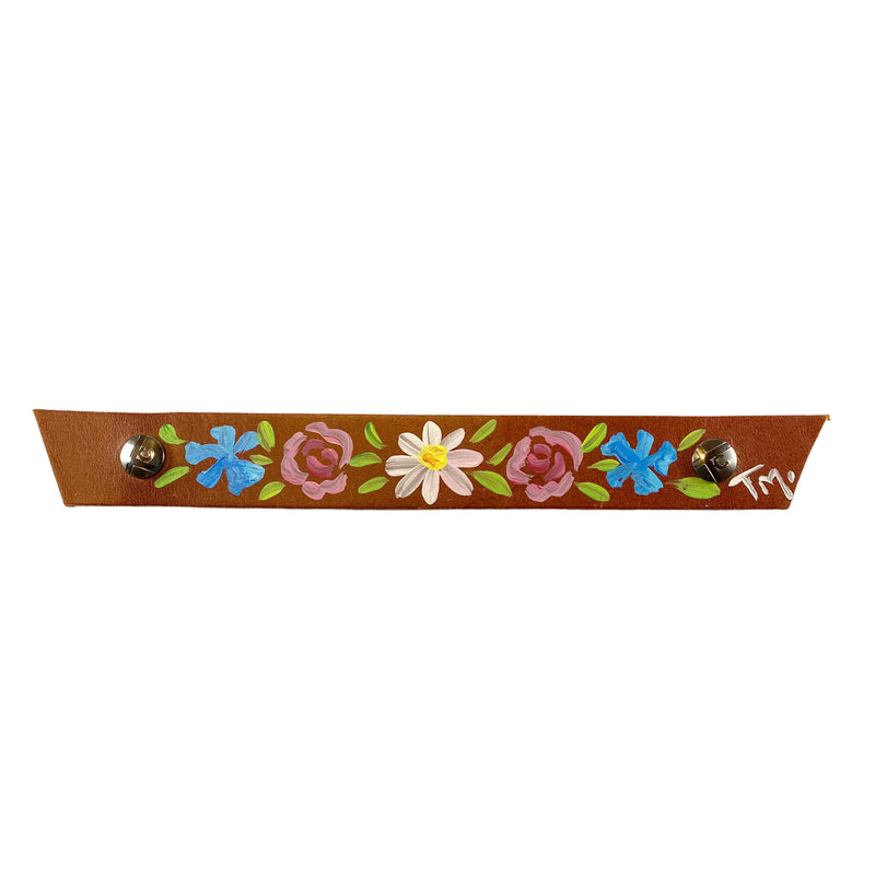 Chestnut Brown Hand Painted Flowerband Snap Strap