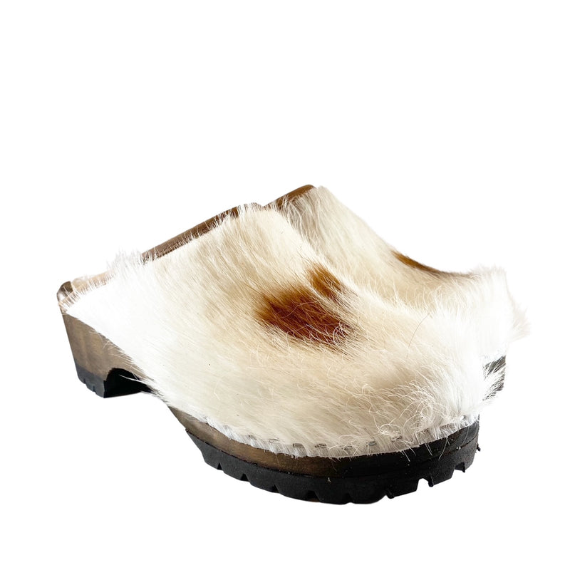 Brown and White Pony Mountain Clogs