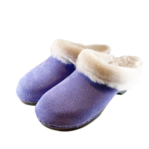 Periwinkle Suede Natural Shearling Edge and Insole on Flexible Polyurethane Sole