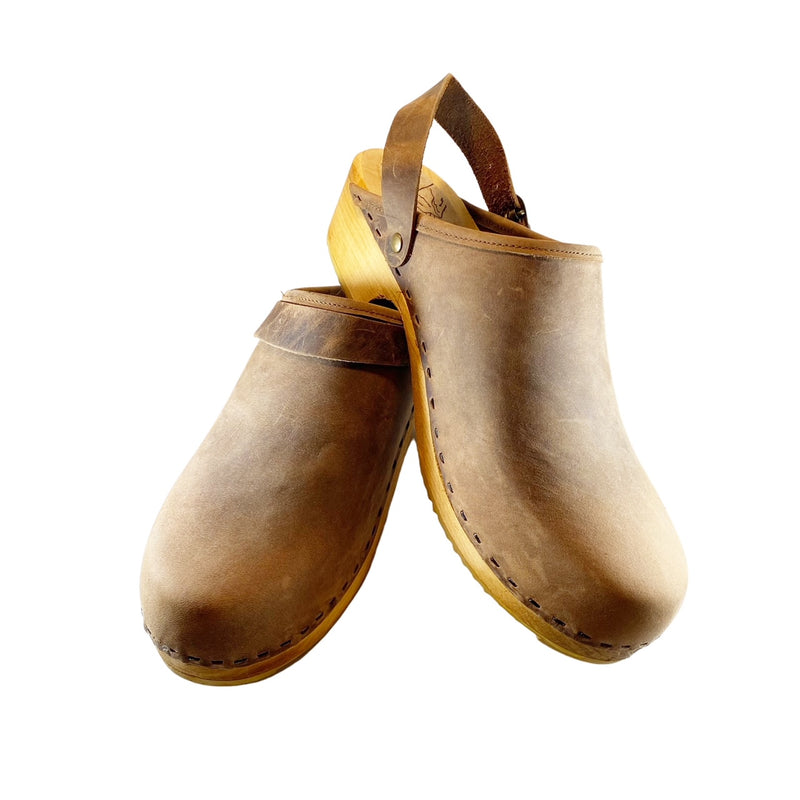 Men's Distressed Brown Traditional Heel Heelstrap Clog