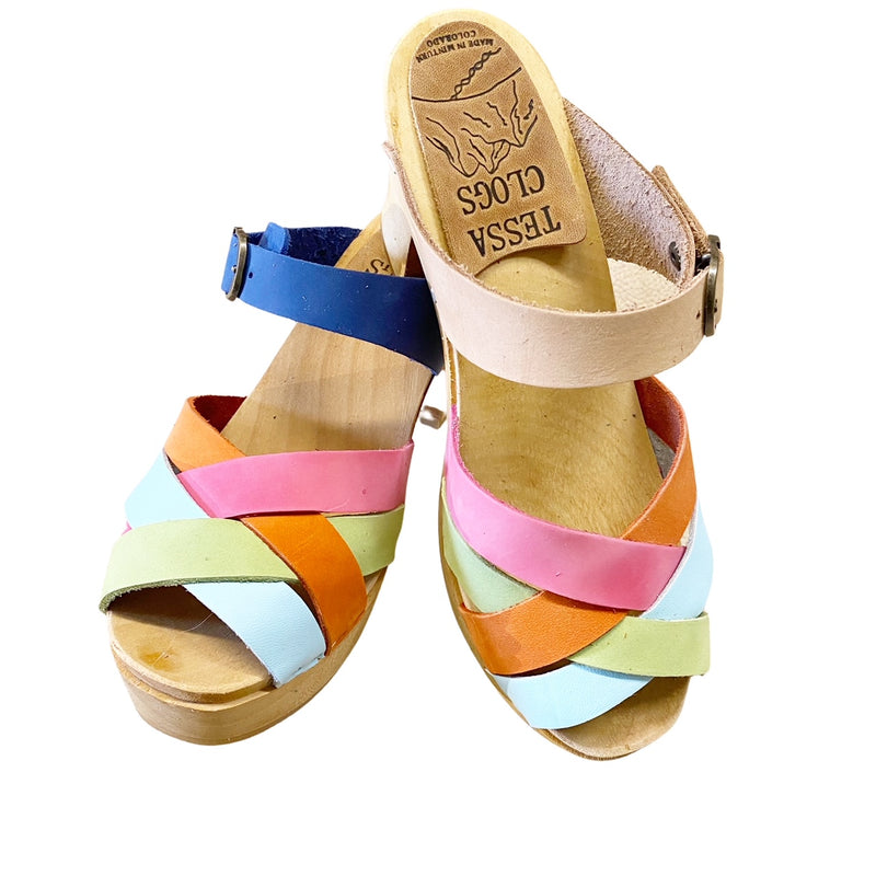 Ultimate High Louise Sandal in Multi Colored Leather