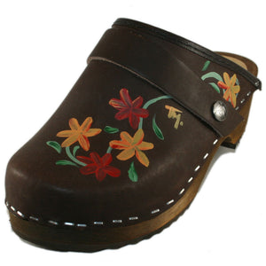 Kid's Hand Painted Brown Oil Axelina Clogs
