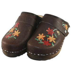 Tessa Hand Made & Painted Brown Oil Axelina Clogs