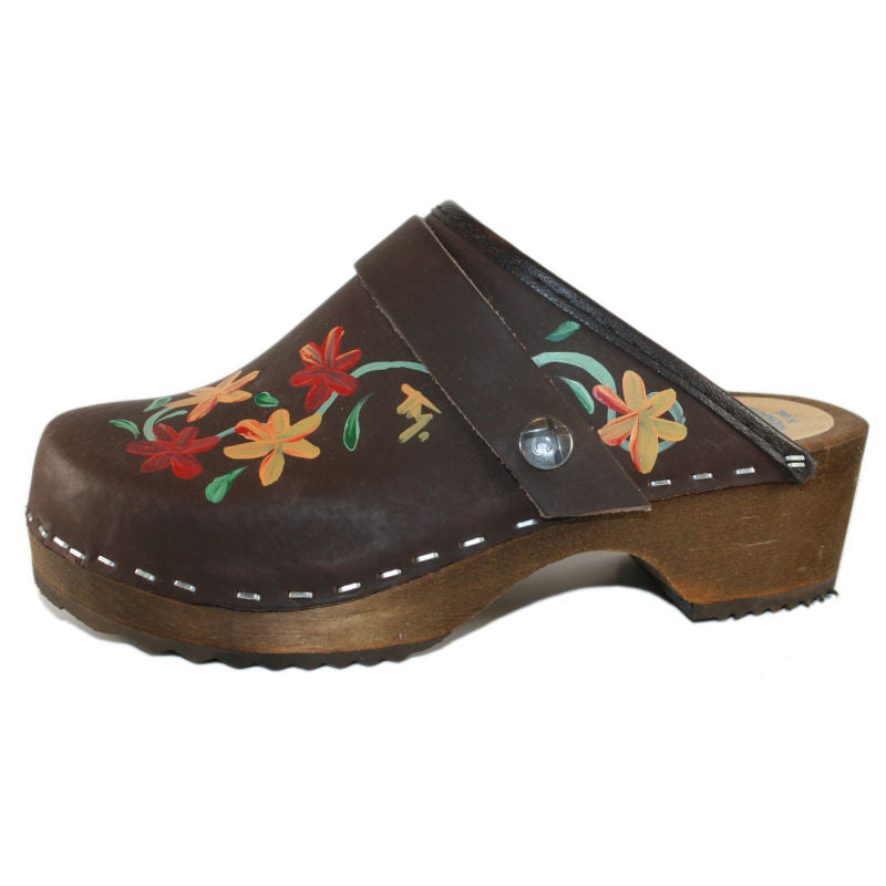 Tessa Hand Made & Painted Brown Oil Axelina Clogs