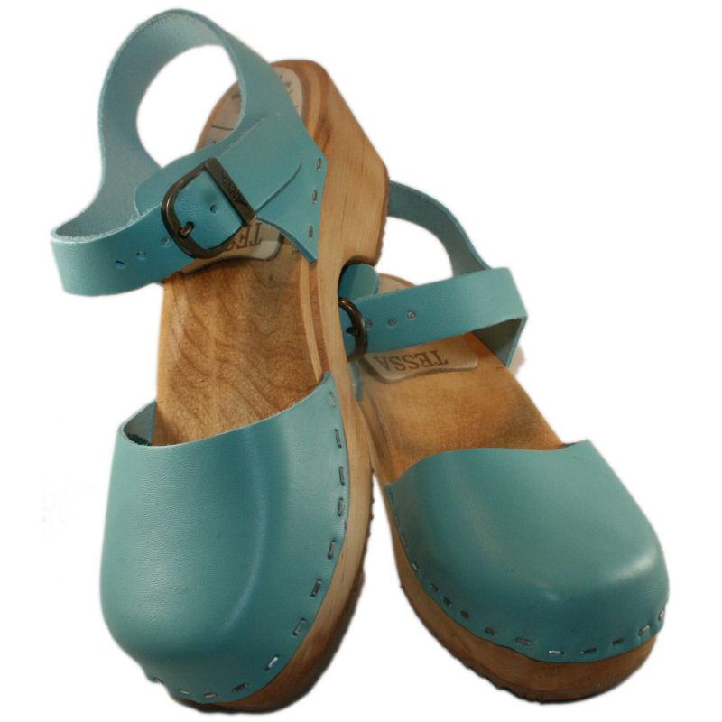 Tessa Children's Moa Sandal Clog in an Aqua Leather
