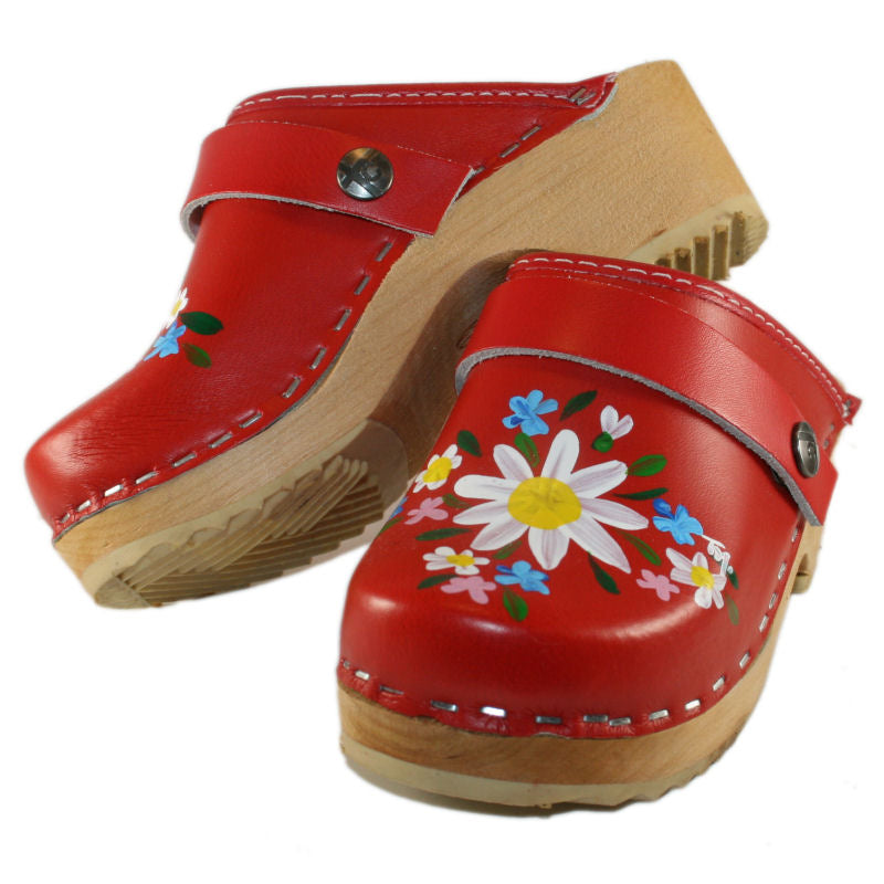 Children's Hand Painted Red Malin Tessa Clog - a classic