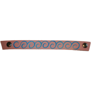 Narrow Light Pink with Hand Painted Blue Swirl Snap Strap