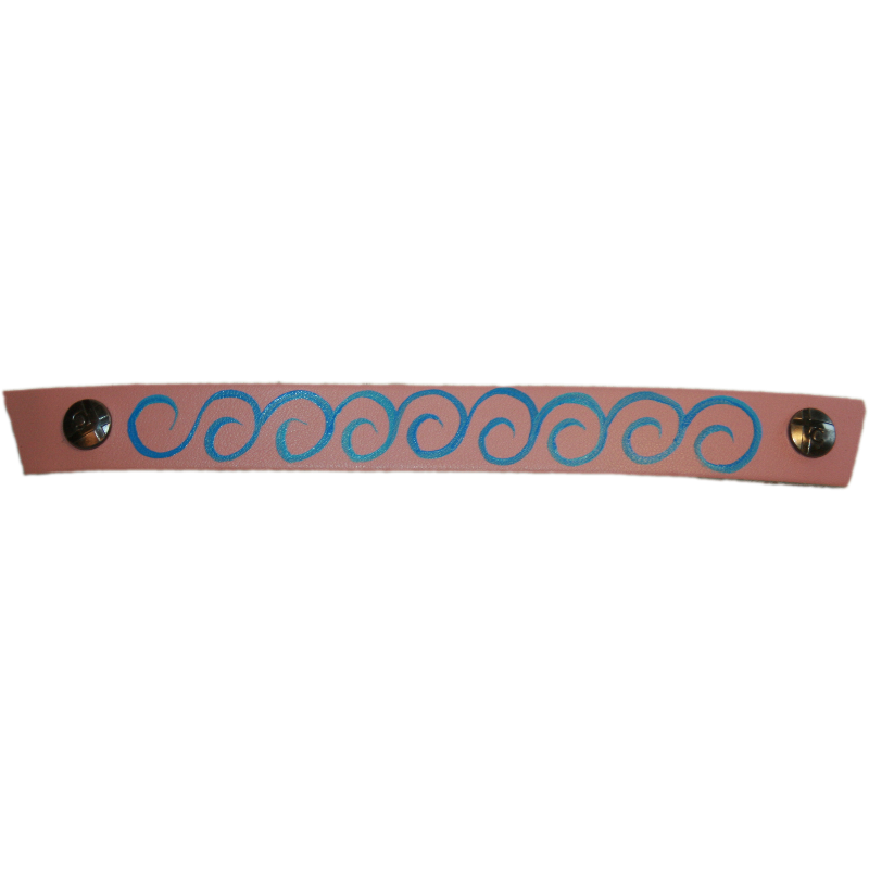 Narrow Light Pink with Hand Painted Blue Swirl Snap Strap