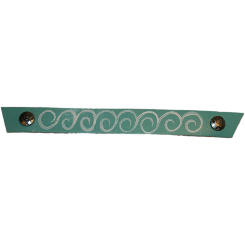 Narrow Light Turquoise with Hand Painted White Swirl Snap Strap