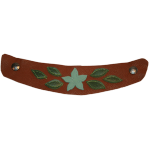 Light Turquoise Flower on Light Brown Leather Strap