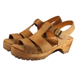 Tina Sandal in Oil Tanned Tan Leather on Mountain Sole