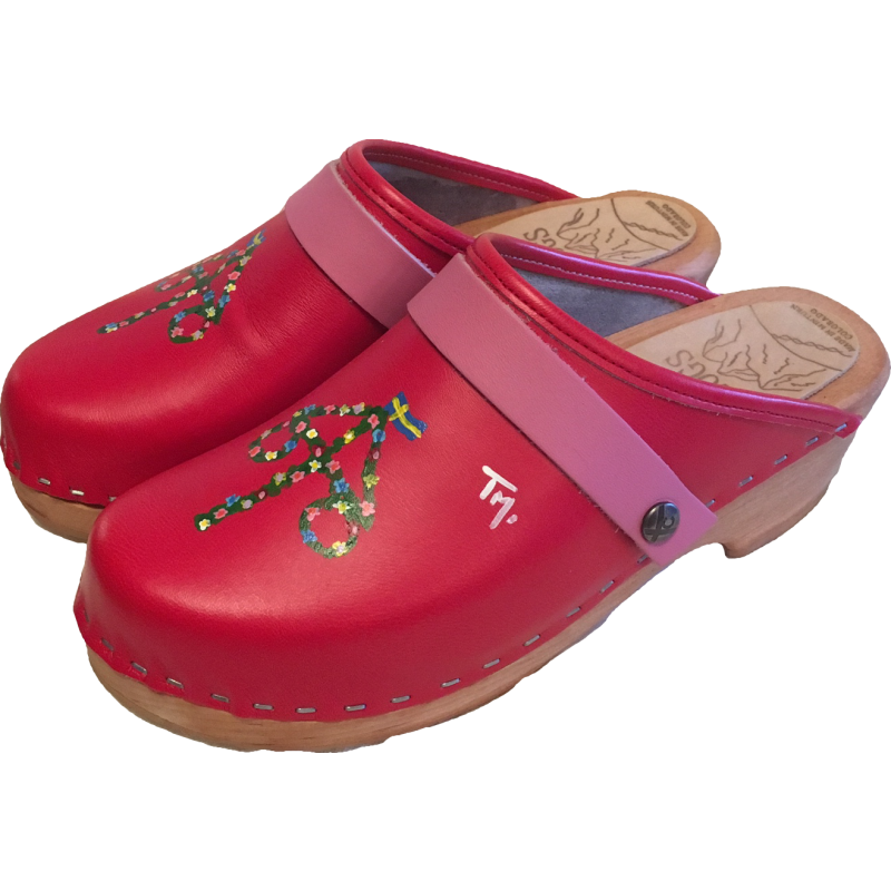 Traditional heel Hand Painted Red Midsummer Design