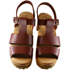 Mountain Sole Tina Sandal in Red Mahogany Leather