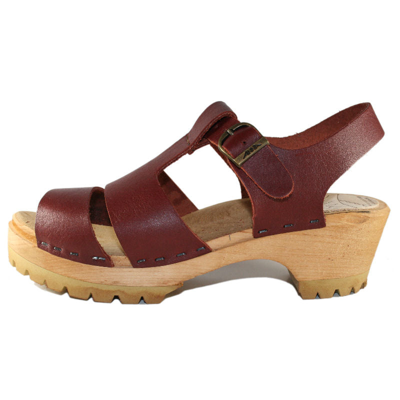Red Mahogany Open Toe Tina Sandal on our Mountain Sole