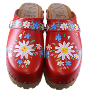 Red Hand painted Mountan Clogs