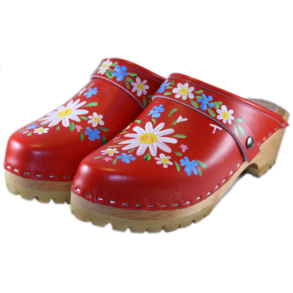Handpainted Red Malin Mountain Clogs