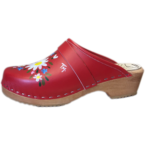 Traditional Heel Hand Painted Red Malin Clogs