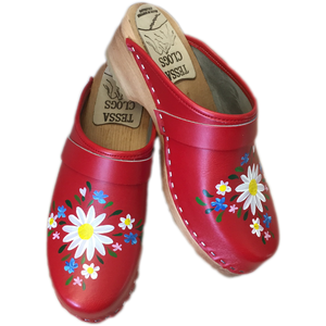 Traditional Heel Hand Painted Red Malin Clogs