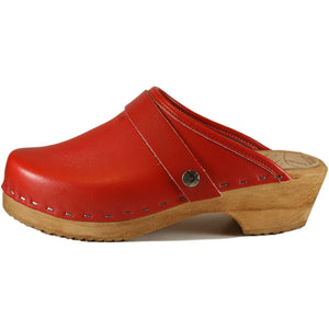 Red Traditional heel Men's Snap Strap Clogs
