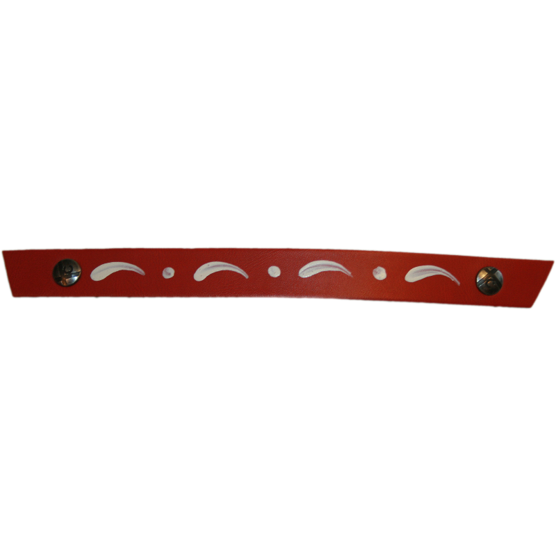 Narrow Red with White Scroll Hand Painted Snap Strap