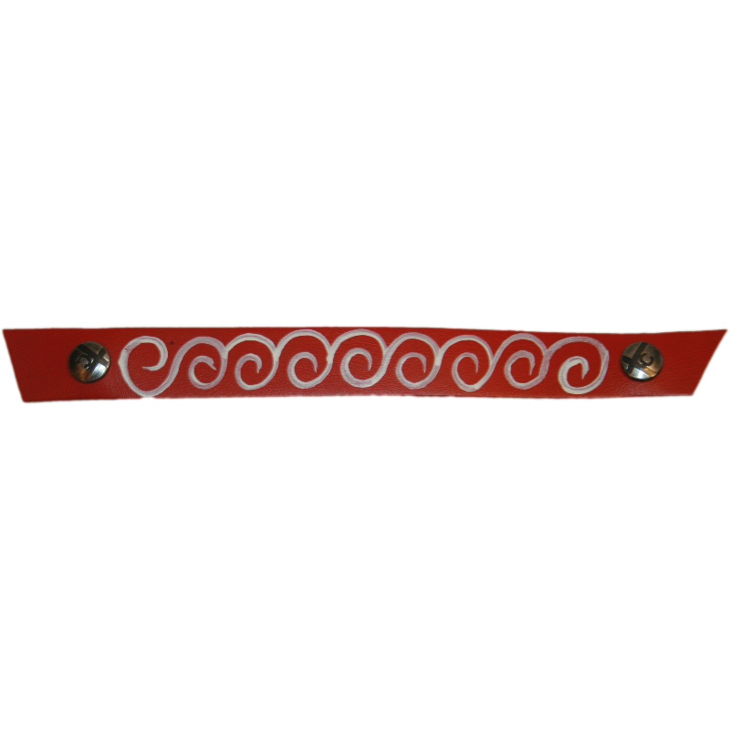 Narrow Red with Hand Painted White Swirl Snap Strap