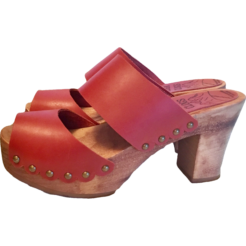 Rosehip Ultimate High Two Strap Sandal with Scalloped Edge