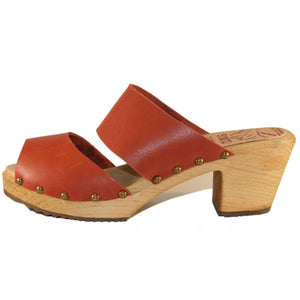 Burnt Orange Two Strap Sandal High Heel