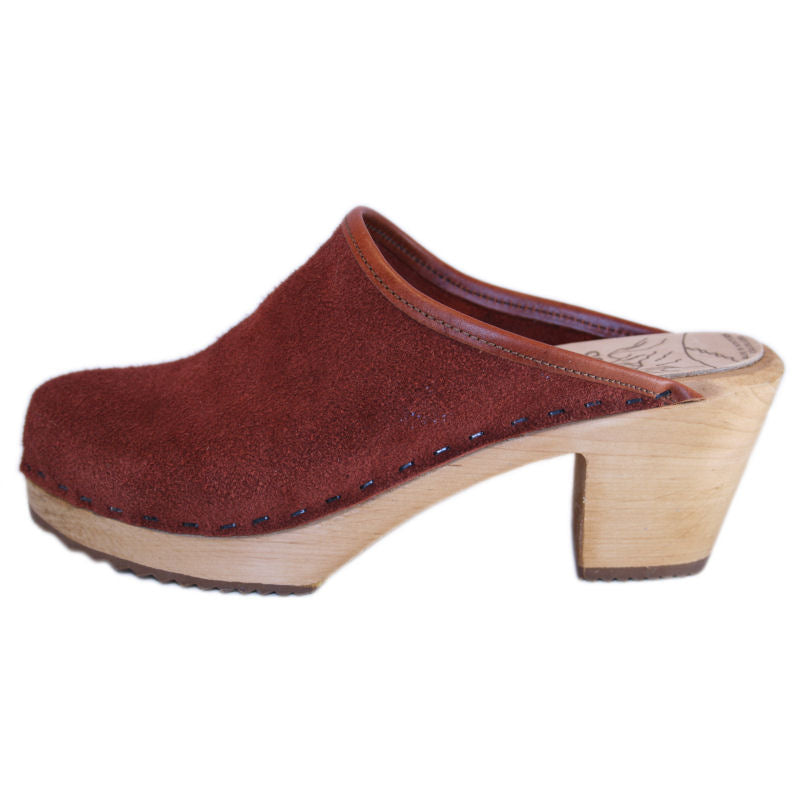 High Heel Rust Suede Snap Strap