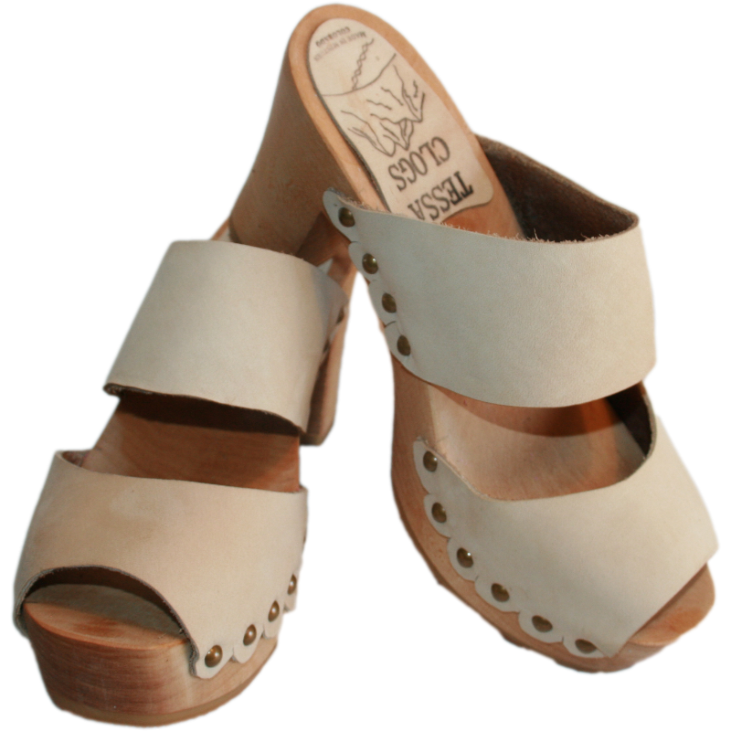 Sand Nubuck Ultimate High Two Strap Sandal with Scalloped Edge
