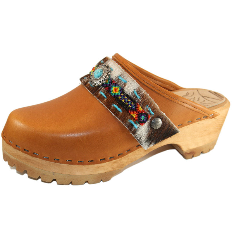 Sunrise Oil Tanned Leather Mountain Clogs with Limited Edition Boho Strap Janey