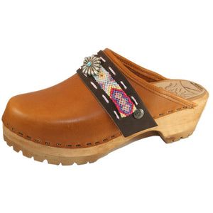 Sunrise Oil Tanned Leather Mountain Clogs with Limited Edition Boho Strap Larkin Diamond