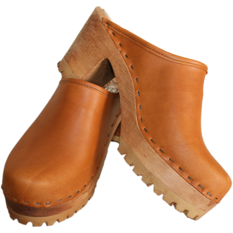 Lugged High Heel sole in Sunrise Oil Leather Tessa clogs
