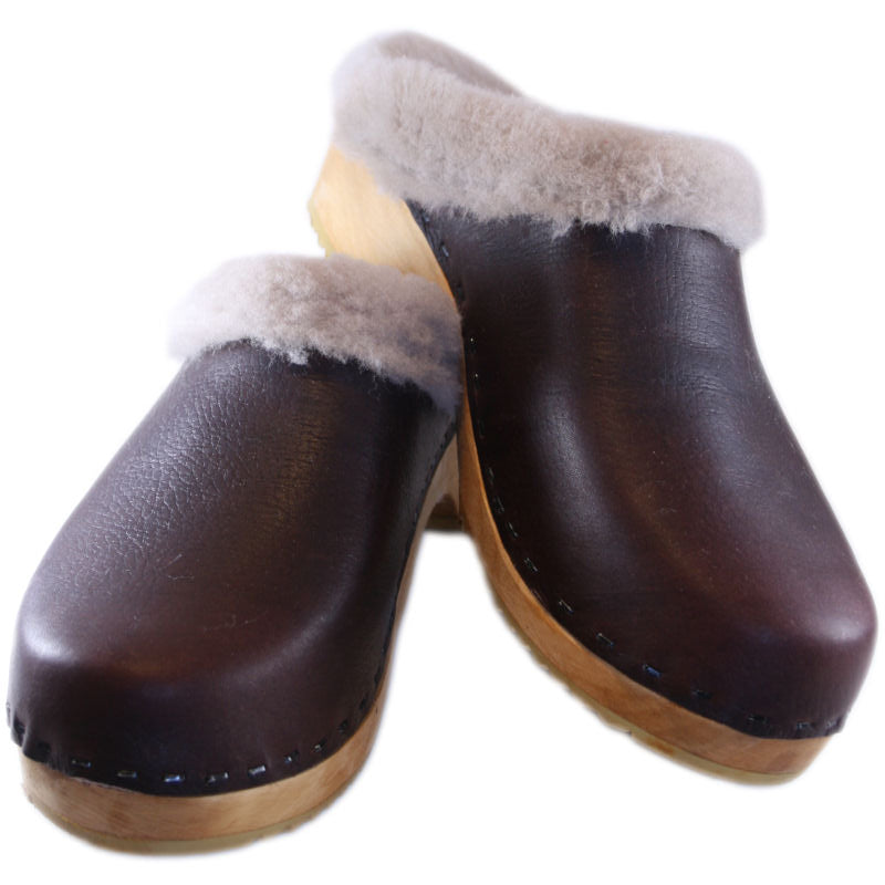 Traditional Heel Bittersweet with Taupe Shearling